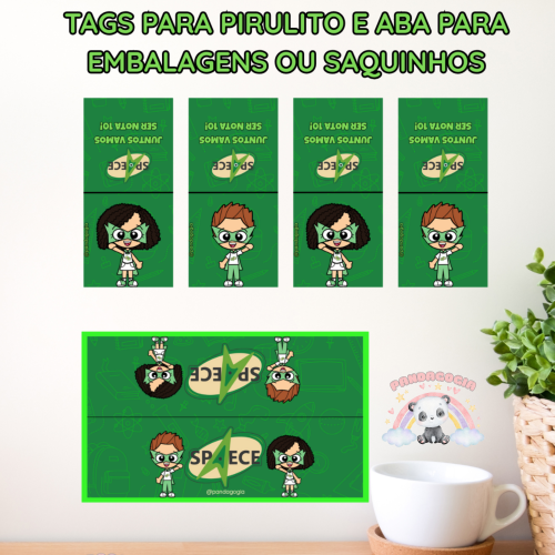 KIT SPAECE 8 Tag para pirulito e aba para saquinho - KIT SPAECE