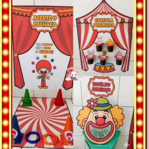 Combo Dia do Circo: Cartola Premiada + Acerte o Palhaço + Boca do Palhaço